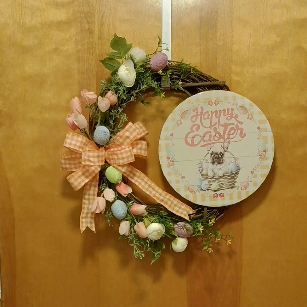 Homemade Easter Wreath with Frenchie